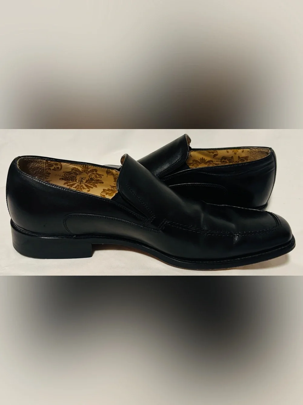 Design Loake Men’s Black Leather Loafers Slip On Moc Toe Handmade India Size 10